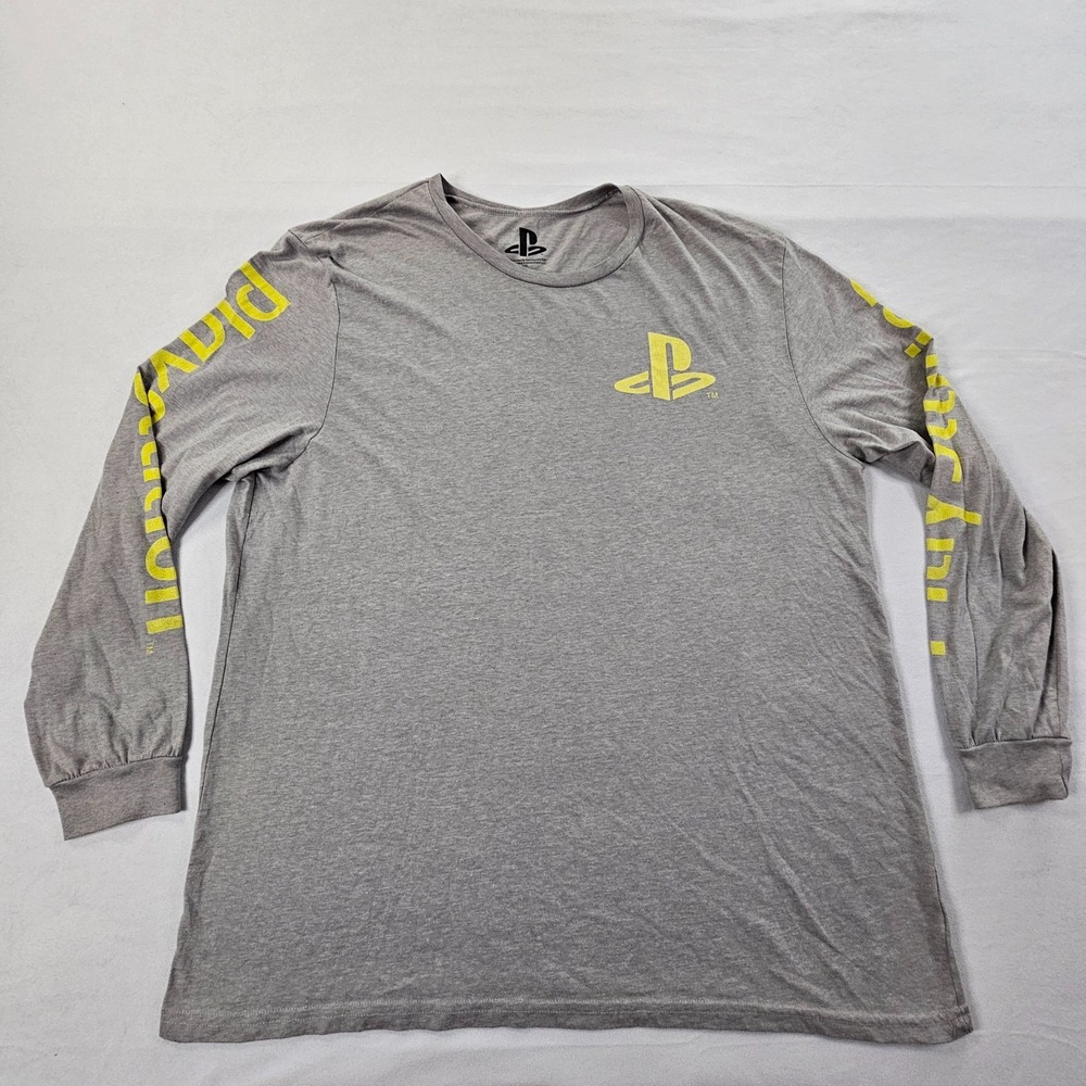 Sony PlayStation Gray Long Sleeve Cotton Blend T-Shirt Men's XL